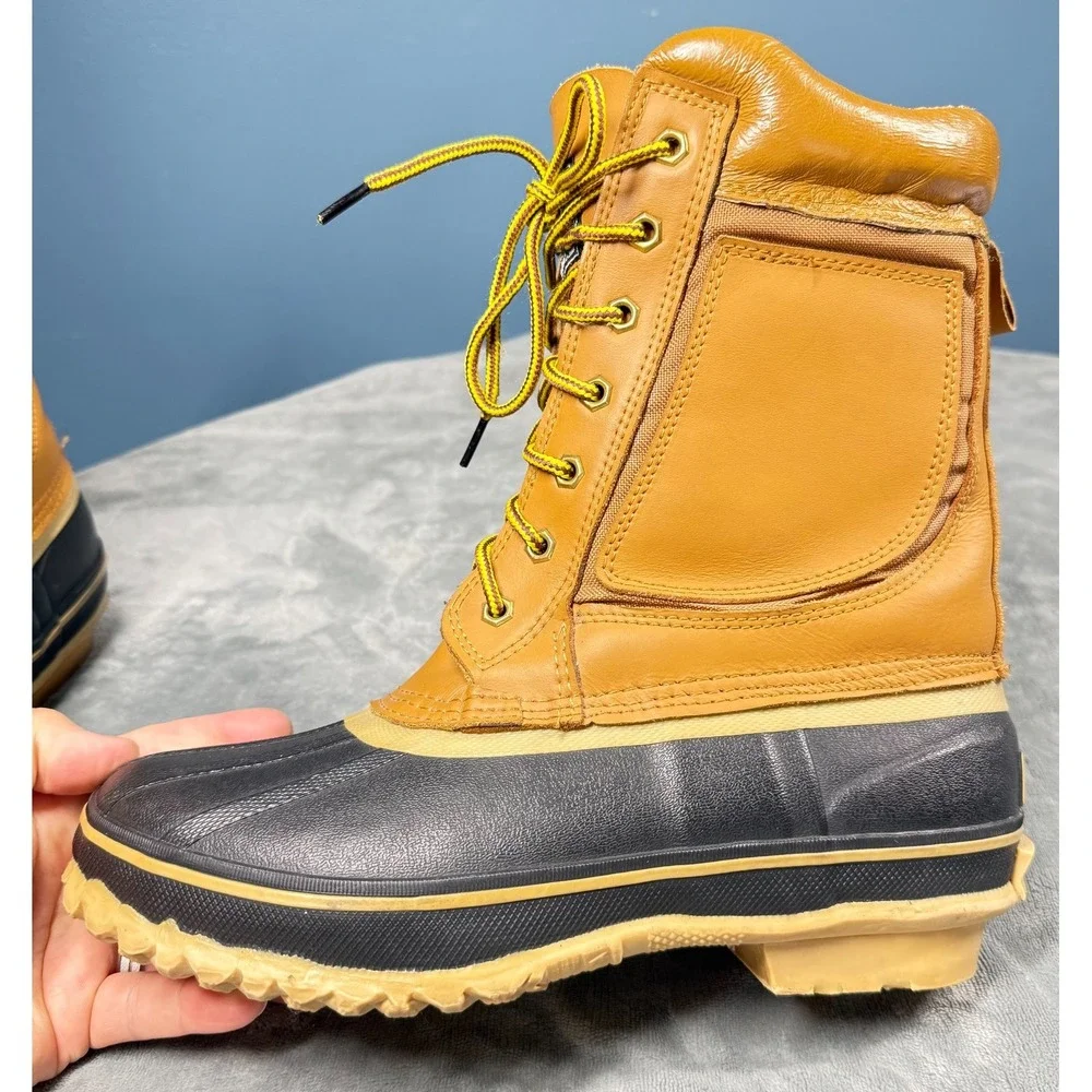 Ranger Duck Boots Mens 10 Tan Black Leather Rubber Steel Shank Winter